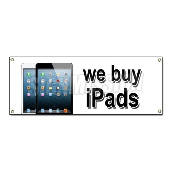 WE BUY IPADS BANNER SIGN trade cash apple repairs iphones tablets ram